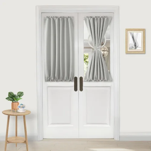 Vista 64 de DWCN Cortinas para Puertas Francesas – Cortinas opacas térmicas con bolsillo para barra para puertas con ventana de cristal, puertas de cocina