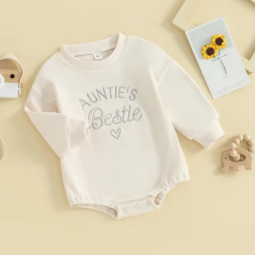 Vista 3 de VISGOGO Mameluco de gran tamaño para bebé recién nacido, ropa neutra Beige-aunties Bestie