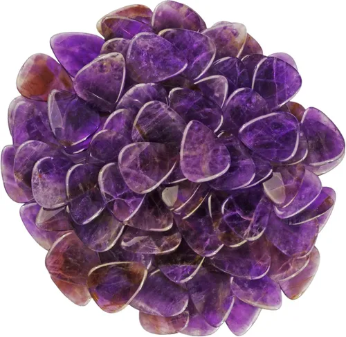 Vista 3 de Púa de Guitarra o Bajo de Piedra Amatista - Calibre Ultra Pesado de 3.0 mm - Forma 351 - Púa Exótica Artesanal de Gema Especial - 1 Paquete