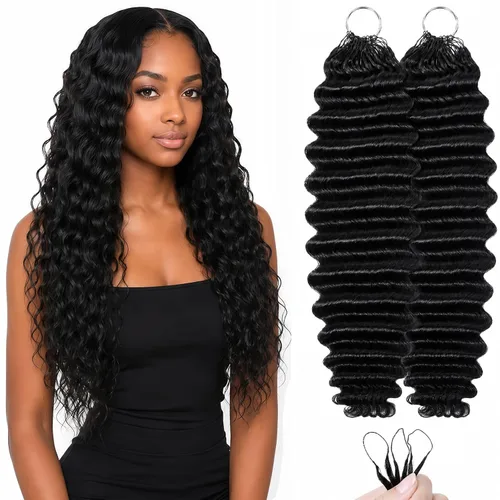 Vista 13 de Human Braiding Hair for Boho Braids 20inch Curly Wave Bulk Bundles 1B (A)1B