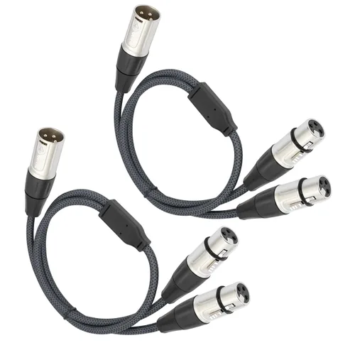 Vista 8 de Devianl XLR y Splitter - Cable divisor XLR y 2 hembra a 1 macho, equilibrado de doble hembra a macho, adaptador de cable de micrófono combinador, 2
