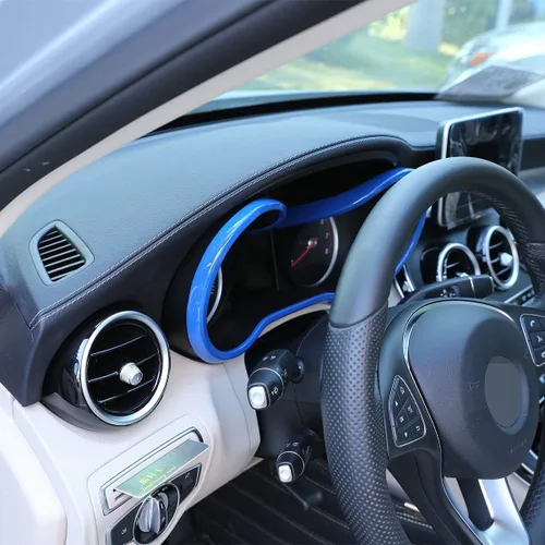 Vista 4 de YIWANG ABS plástico tablero monitor borde marco ajuste 1 unid para Mercedes Benz GLC X253 C Clase W205 2015-2019 Auto Accesorios (azul)