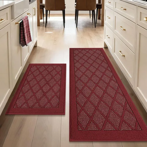 Vista 17 de COSY HOMEER Juegos de 2 Alfombras de Cocina Lavables Antideslizantes Tapetes de Cocina para Piso Absorbentes Alfombra Corredor de Cocina