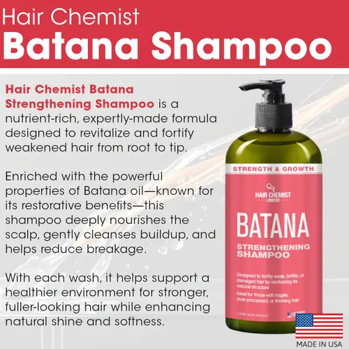 Vista 3 de Hair Chemist Batana Strengthening - Juego de champú, acondicionador y aceite para el cabello (juego de 3 piezas) - Champú y acondicionador Batana
