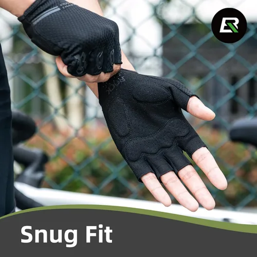 Vista 5 de ROCKBROS Guantes de ciclismo para hombre con medio dedo, transpirables Negro