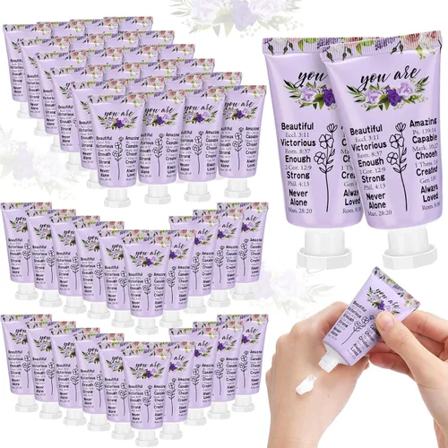 Vista 18 de Paquete de 50 lociones cristianas para manos, regalos a granel para mujeres, regalos para el Día de la Madre, mini loción de mano de viaje