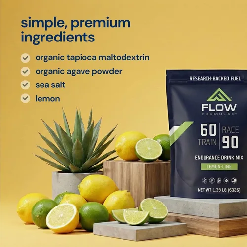 Vista 3 de Flow Formulas Mezcla de bebida de resistencia de limón y lima, 30 porciones Top 12 sin alérgenos, carbohidratos y electrolitos en polvo deportivo