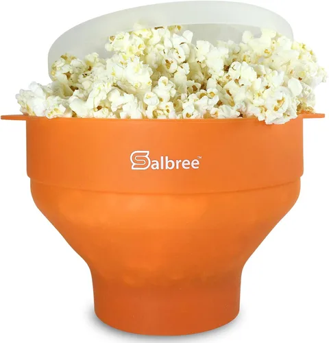 Vista 7 de La máquina original de palomitas de maíz Salbree plegable de silicona para microondas, recipiente microondas con capacidad para 16 tazas, utiliza