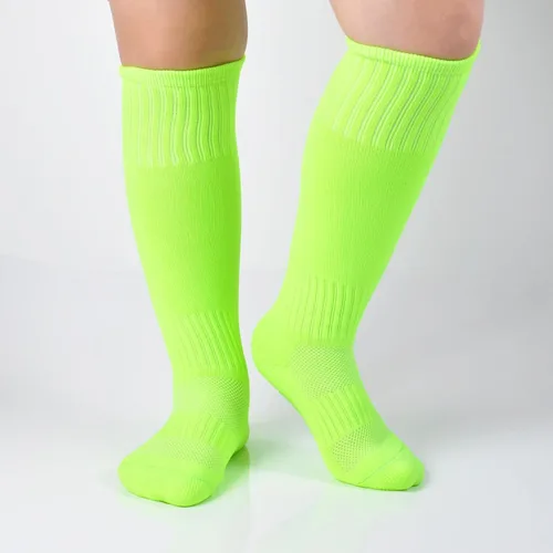 Vista 5 de Marchare Calcetines de fútbol para niños, calcetines de fútbol para niños pequeños, calcetines deportivos sólidos hasta la rodilla para niños