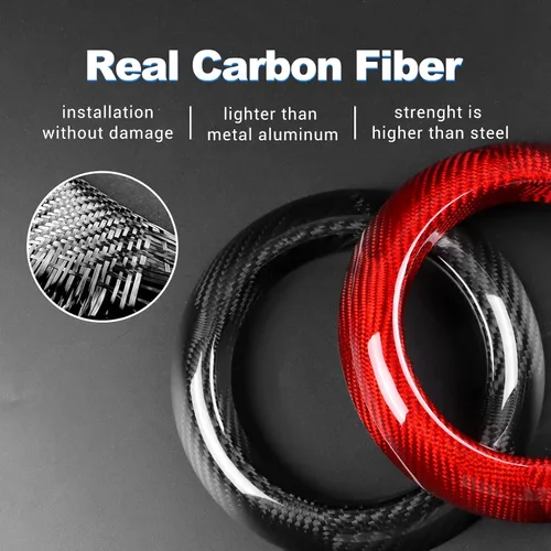 Vista 7 de AIRSPEED Adhesivo para panel de cambios de automóvil, cubierta de círculo, caja de cambios de fibra de carbono real, marco central, calcomanía