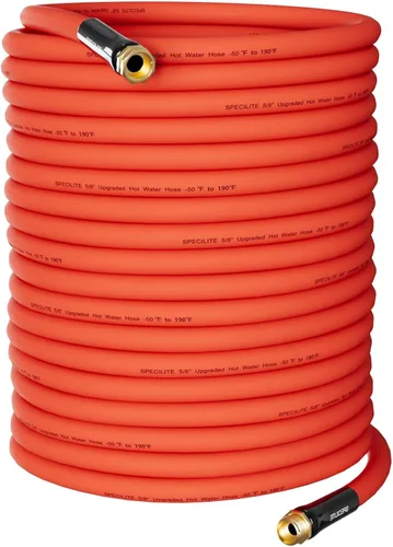 Vista 14 de SPECILITE Manguera de agua de jardín fría/caliente de 1 pulgada, 50 pies, -50 ℉ a 190 ℉, alto flujo de agua, flexible y ligera, tubo de goma