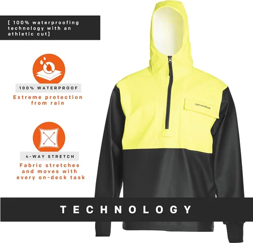 Vista 4 de Grundens Neptune - Sudadera de pesca comercial para hombre, impermeable, ajustable, Anorak