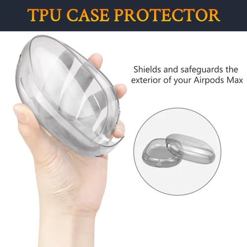 Vista 6 de Kit protector SOULWIT para AirPods Max, cubierta de diadema + protector de estuche de TPU + cubierta de almohadillas de silicona, accesorio Negro
