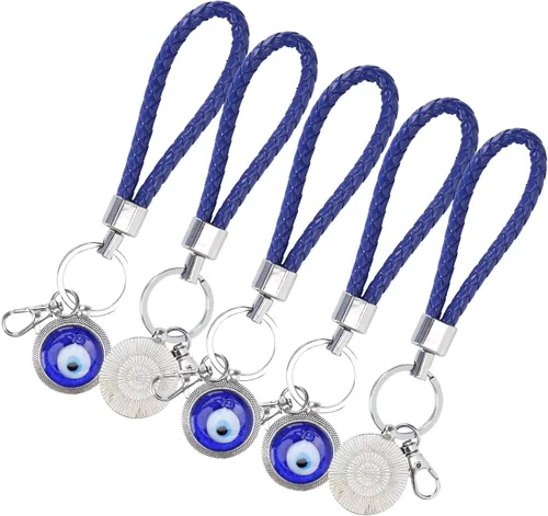 Vista 8 de 5 llaveros de mal de ojo, dije azul de ojo malvado, colgantes de cristal turco para manualidades con llavero, adorno colgante, accesorios