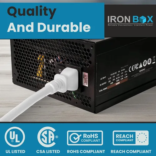 Vista 7 de IronBox Electric - Cable de Alimentación de Servicio Pesado 5-15P a C13 - Cable PC SJT 14/3 de 3 Clavijas 15A 125V - Cable para Computadora