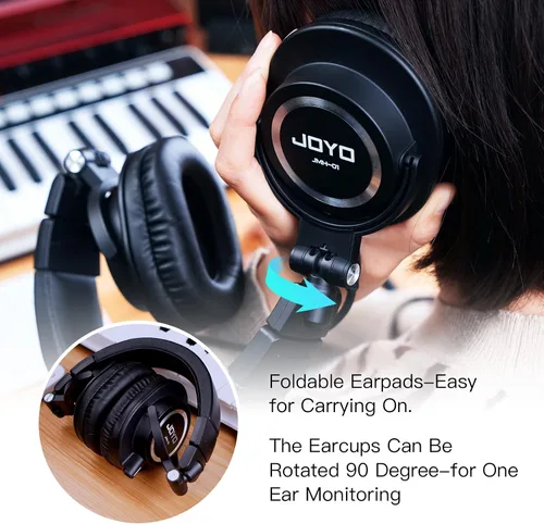 Vista 3 de JOYO - Auriculares de monitor de estudio con cable para grabación de audio, auriculares de diadema para mezclador, amplificador, podcast, teclado