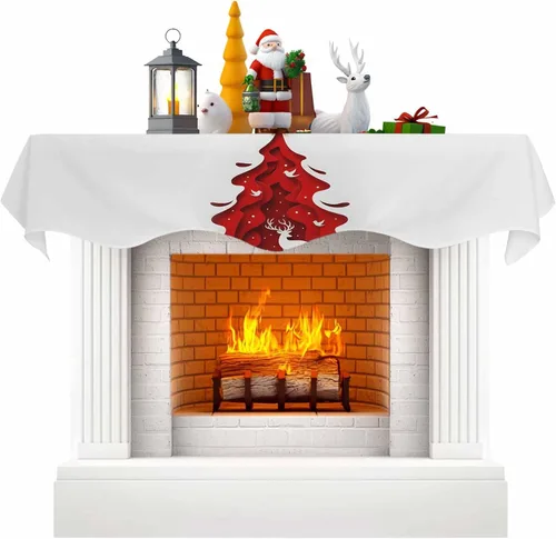 Vista 8 de Funda para bufanda de chimenea de muñeco de nieve de invierno, para Navidad, Halloween, Acción de Gracias, otoño, decoración de interiores, Navidad
