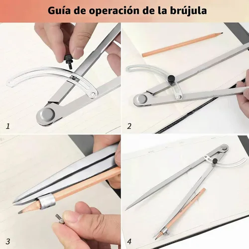 Vista 4 de Compás de 12 pulgadas para geometría, compás para carpintería, compás de carpintería de precisión con divisor de ala y soporte para lápices, compás