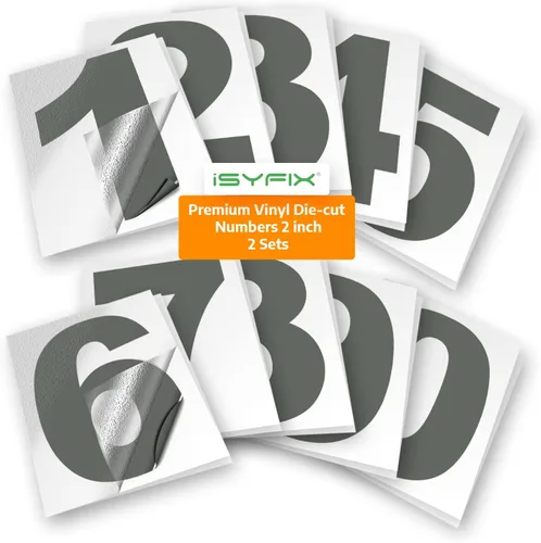 Vista 83 de iSYFIX Calcomanías de Números de Vinilo Verde Manzana – 1.5 Pulgadas Autoadhesivas (2 Juegos) – Calcomanía Premium Troquelada y Pre-espaciada