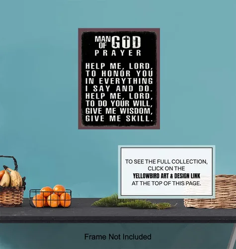 Vista 6 de Arte de pared religioso y decoración para hombres, regalos católicos cristianos para hombres, marido, él, póster inspirador motivacional espiritual