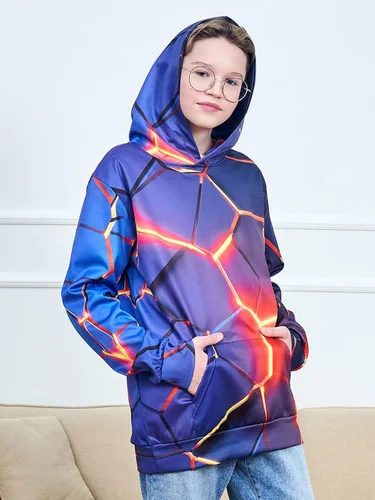 Vista 4 de UNICOMIDEA - Sudadera unisex para niños con estampado 3D, sudadera con bolsillo para 3-15 años