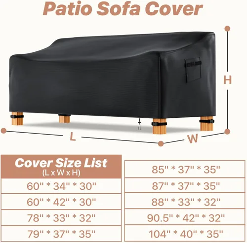 Vista 7 de Likorlove Funda para sofá de exterior impermeable, 152 cm de ancho x 86 cm de profundidad x 76 cm de alto, fundas para muebles de patio