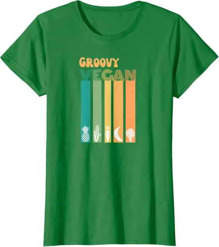 Vista 42 de Groovy Vegan Retro Vintage Cool Veggies 70 80 Flower Power Camiseta, Negro