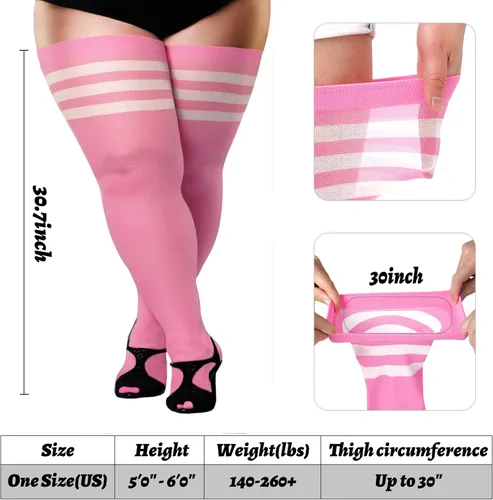 Vista 2 de Medias altas hasta el muslo de talla grande para muslos gruesos, extra largas para mujer, medias altas opacas sobre la rodilla para muslo ancho