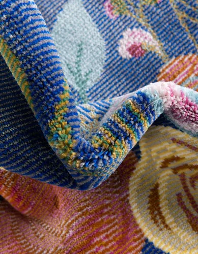 Vista 6 de Unique Loom Blossom Collection - Alfombra de área Ashley (9 pies x 12 pies 2 pulgadas, rectangular, azul/oliva)