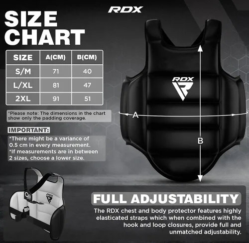 Vista 3 de RDX - Protector corporal reversible para boxeo, protector de pecho para kickboxing, MMA, Muay Thai, para entrenamiento de combate y golpes pesados