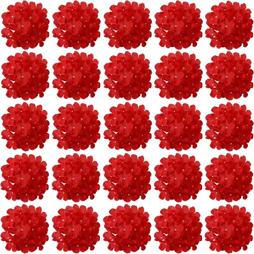 Vista 10 de FagusHome 30 piezas de cabezas de hortensias artificiales de seda, cabezas y tallos de hortensias artificiales para decoración del hogar y boda Azul