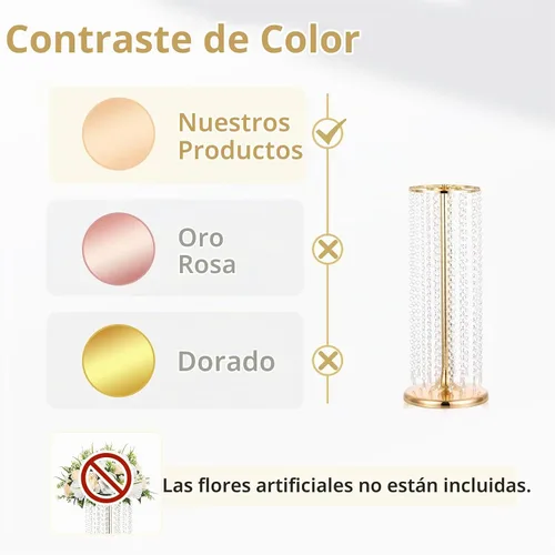 Vista 4 de Nuptio 2 centros de mesa de cristal dorado de 23.6 pulgadas de alto, jarrones de flores para decoración de mesas de fiesta