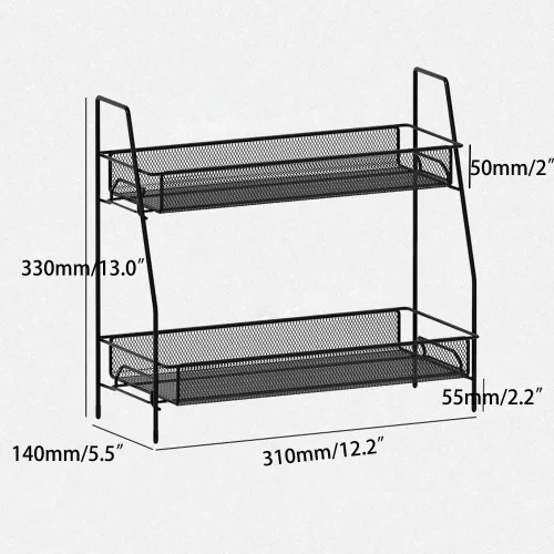 Vista 2 de Organizador de especias, organizador de estante de baño de 2 niveles para encimera, organizador de estante de cocina para latas de especias, frascos