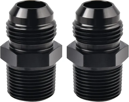 Vista 9 de EVIL ENERGY 3AN macho acampanado a 1/4" NPT tubo adaptador de ajuste de 90 grados aluminio negro 2 piezas