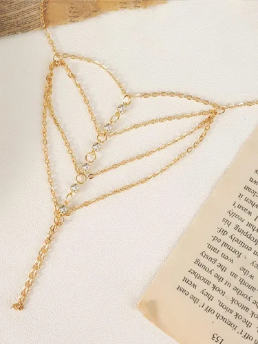 Vista 5 de Pulsera de borla bohemia, anillo de dedo esclavo, arnés de mano para celebridades, anillo de mano para mujer, pulsera de anillo de dedo