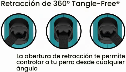 Vista 3 de TUG Correa retráctil monocromática de 360° sin enredos para perro, cinta de nailon fuerte de 16 pies (pequeña, aguamarina)