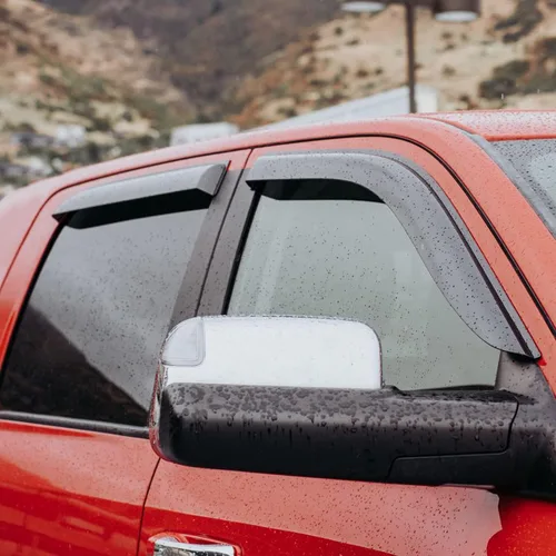Vista 2 de Voron Glass Protectores de lluvia extra duraderos con cinta adhesiva para Ram 2500/3500 2011-2025 Mega Cab, deflectores de ventana, viseras