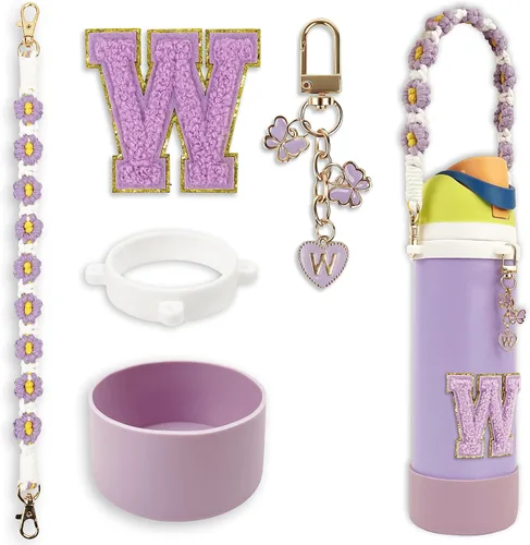 Vista 56 de SITKOL Juego de Monogramas Bonitos de Silicona Compatible con Botella de Agua Owala 24 oz, 32 oz, 40 oz - Accesorios Perfectos con la Letra Owala