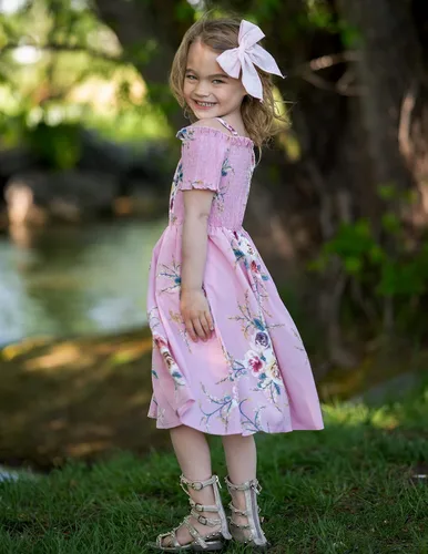 Vista 7 de Arshiner Vestido casual de verano sin mangas floral para niñas