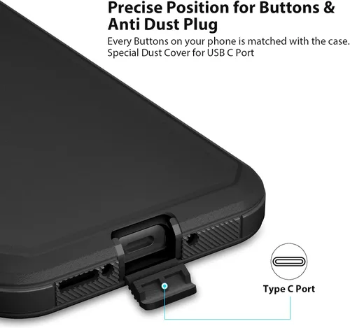 Vista 5 de Jiunai Funda para Samsung Galaxy A34, resistente, a prueba de golpes, de doble capa, protección de puerto, híbrida, resistente, para Samsung Galaxy
