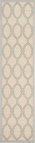 Vista 3 de SAFAVIEH Alfombra lavable para exteriores Linden Collection – Alfombra de pasillo de 2.2 x 8 pies, color crema y aguamarina, no desprende pelusa
