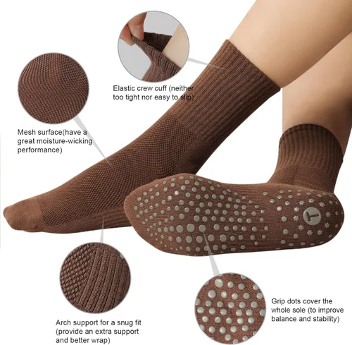 Vista 2 de Toes Home Calcetines de agarre para mujer, calcetines antideslizantes para pilates, yoga, calcetines para barre hospital, entrenamiento, calcetines