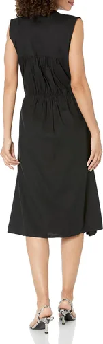 Vista 2 de Vince Vestido de mujer SS con cuello de banda fruncida