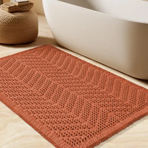 Vista 103 de Tapete de baño con diseño de gofre, moderno, bohemio, absorbente, antideslizante, ultrasuave, lavable a máquina, con letra de baño, dormitorio