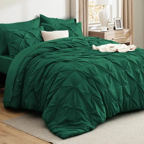 Vista 43 de Bedsure - Juego de edredón tamaño individual gris - Ropa de cama tamaño individual en una bolsa de 5 piezas, juego de cama Pintuck GentleSoft™