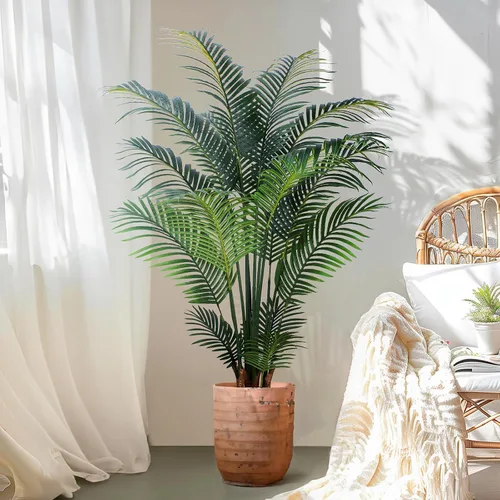 Vista 9 de Yepdin Planta artificial de palma tropical – Árbol artificial de 5 pies con maceta de plástico para oficina y decoración del hogar, plantas altas