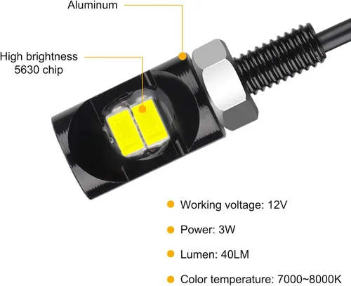 Vista 4 de Linkstyle 4 piezas luces LED de matrícula de 12V, lámpara de tornillo de etiqueta de matrícula de 8000K, impermeable, luces de bombilla LED