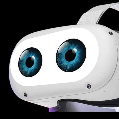 Vista 4 de KCD Calcomanía para controlador de auriculares de realidad virtual, Oculus Quest 2 ojos frontales, color azul
