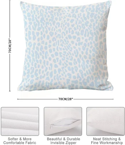 Vista 7 de Funda de almohada con estampado de leopardo azul claro, funda de almohada asiática con estampado de guepardo, 28 x 28 pulgadas, color azul claro