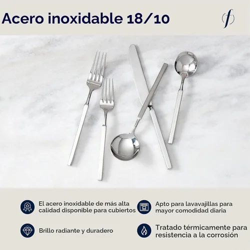 Vista 2 de Fortessa Jaxson - Cubiertos de acero inoxidable 18/10, acero inoxidable cepillado/espejado, servicio de ajuste de 5 piezas para 1